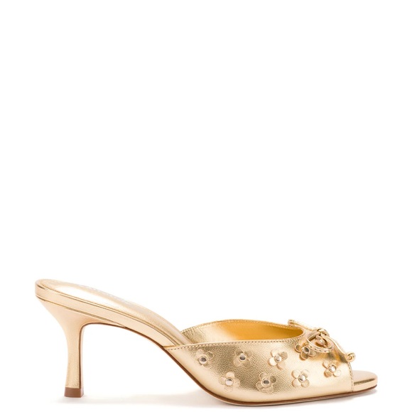 Larroude Jasmine Mule In Gold Metallic Leather - Picture 1 of 9